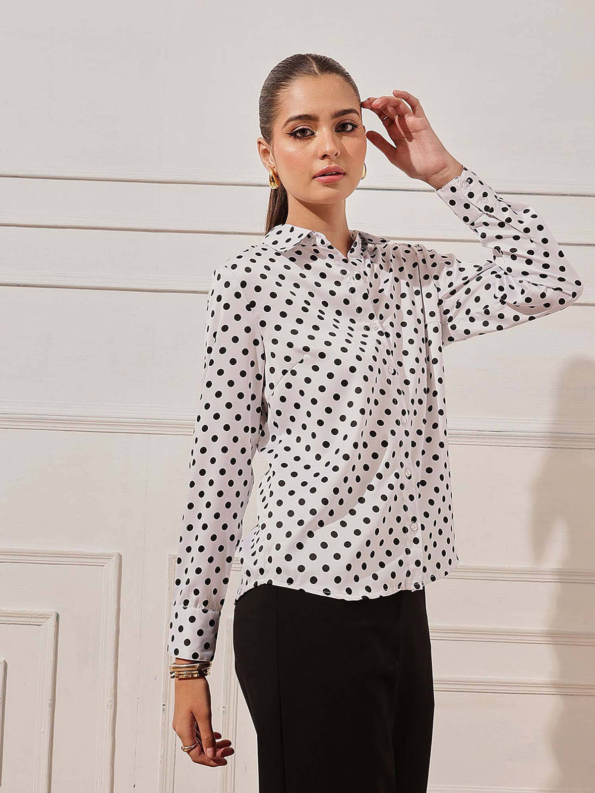 White Polka Dots Casual Shirt | S67 - view 4