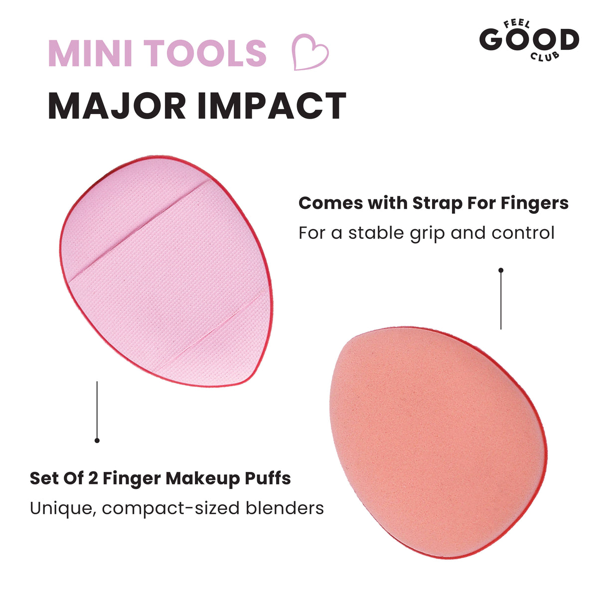 Mini Makeup Puffs - Pack Of 2 Finger Sized Cushion Applicator Beauty Blender Sponges | C83 - view 2