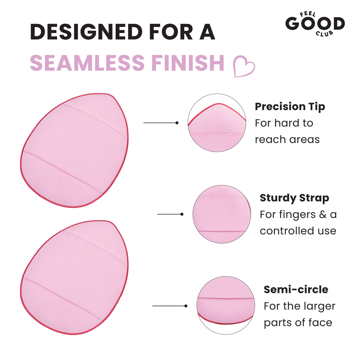 Mini Makeup Puffs - Pack Of 2 Finger Sized Cushion Applicator Beauty Blender Sponges | C83 - view 4