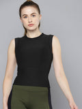 Women Black Solid Slim Fit Quick Dry Crop T-shirt | TT89 - view 1