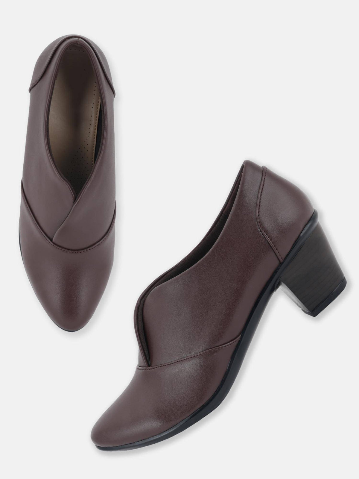 Women Comfortable Pump Heels - Brown | H78 - view 2