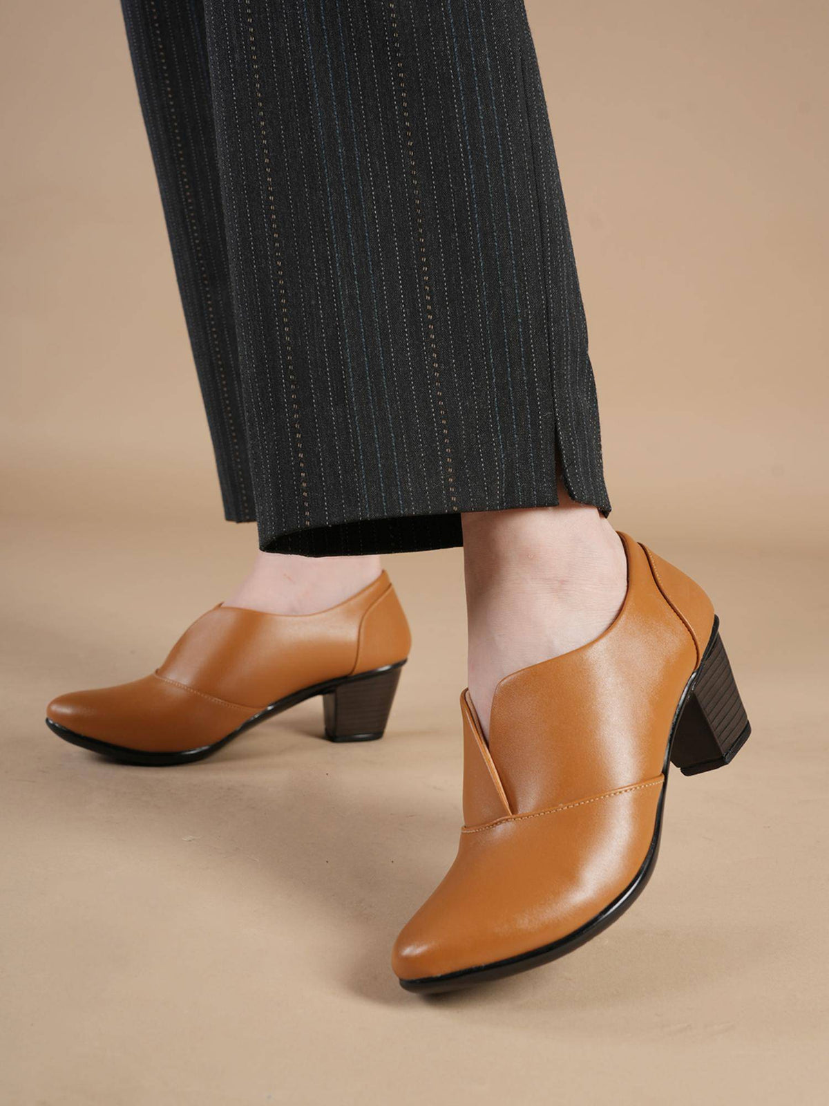 Women Comfortable Pump Heels - Brown | H78 - view 9