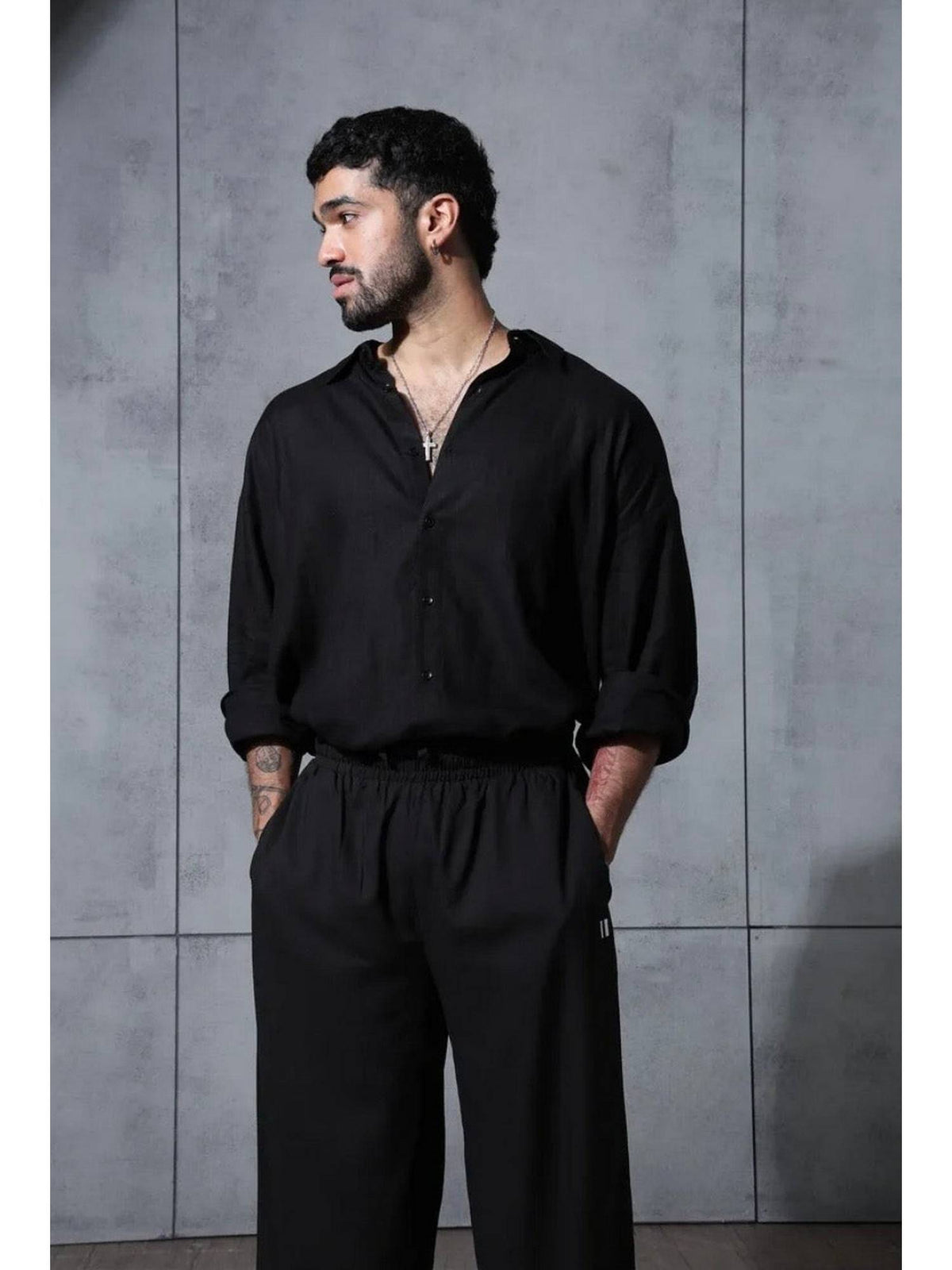 Black Linen Shirt | S67 - view 4