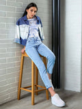 Women Straight Fit Solid Mid Rise Blue Jeans | ST23 - view 1