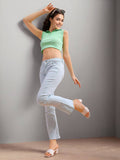 Women Bootcut Overdyed Mid Rise Blue Jeans | BT10 - view 1