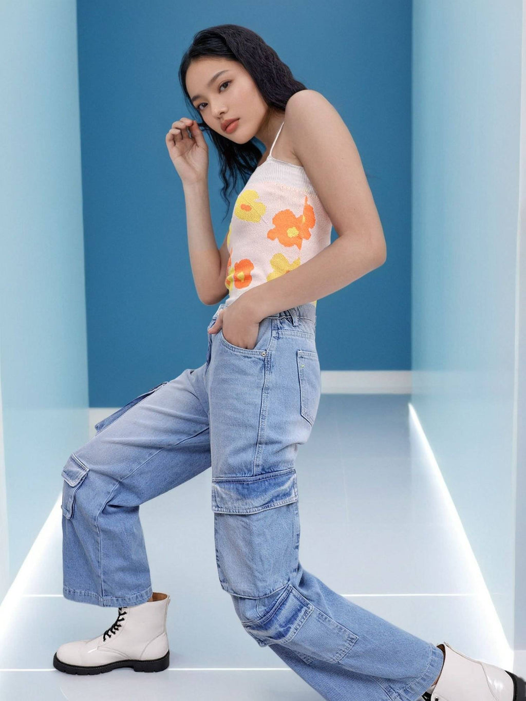 Blue Solid Relaxed Fit Jeans | BG78 - view 4