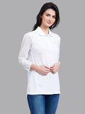 White Solid Lovely In Lace Polo | PW43 - view 1