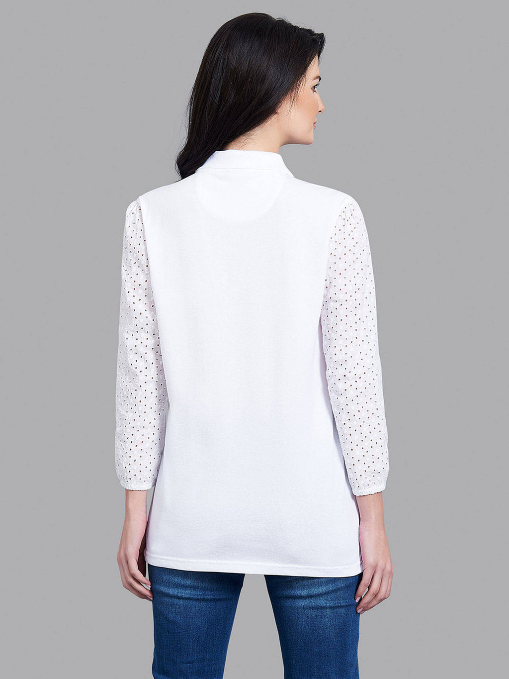 White Solid Lovely In Lace Polo | PW43 - view 3