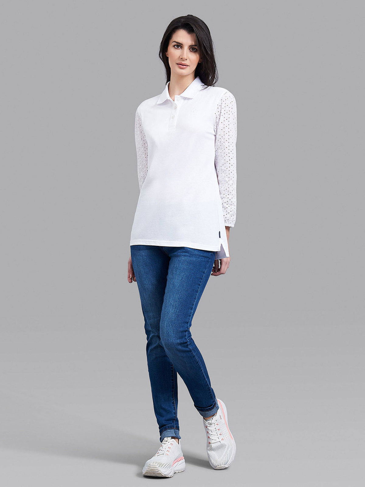 White Solid Lovely In Lace Polo | PW43 - view 5