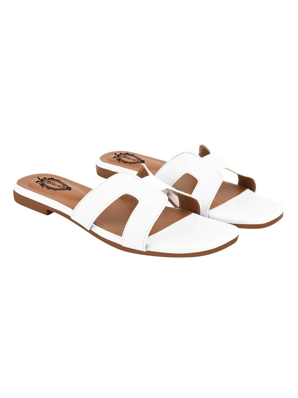 Women White Solid Flats | F61 - view 4