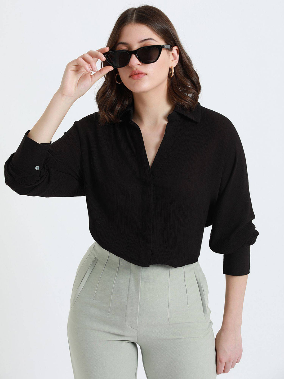 Rust Full Sleeves Oversized Solid Casual Shirt | S67 - view 21