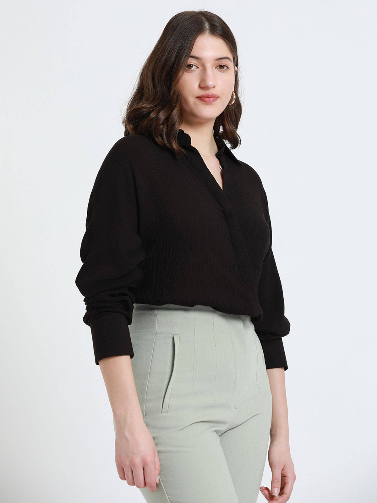 Rust Full Sleeves Oversized Solid Casual Shirt | S67 - view 22