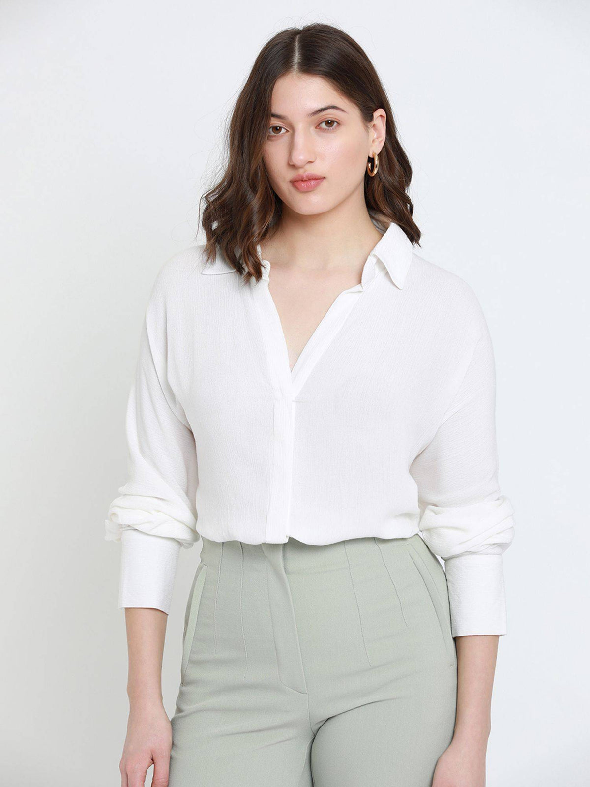 Rust Full Sleeves Oversized Solid Casual Shirt | S67 - view 16