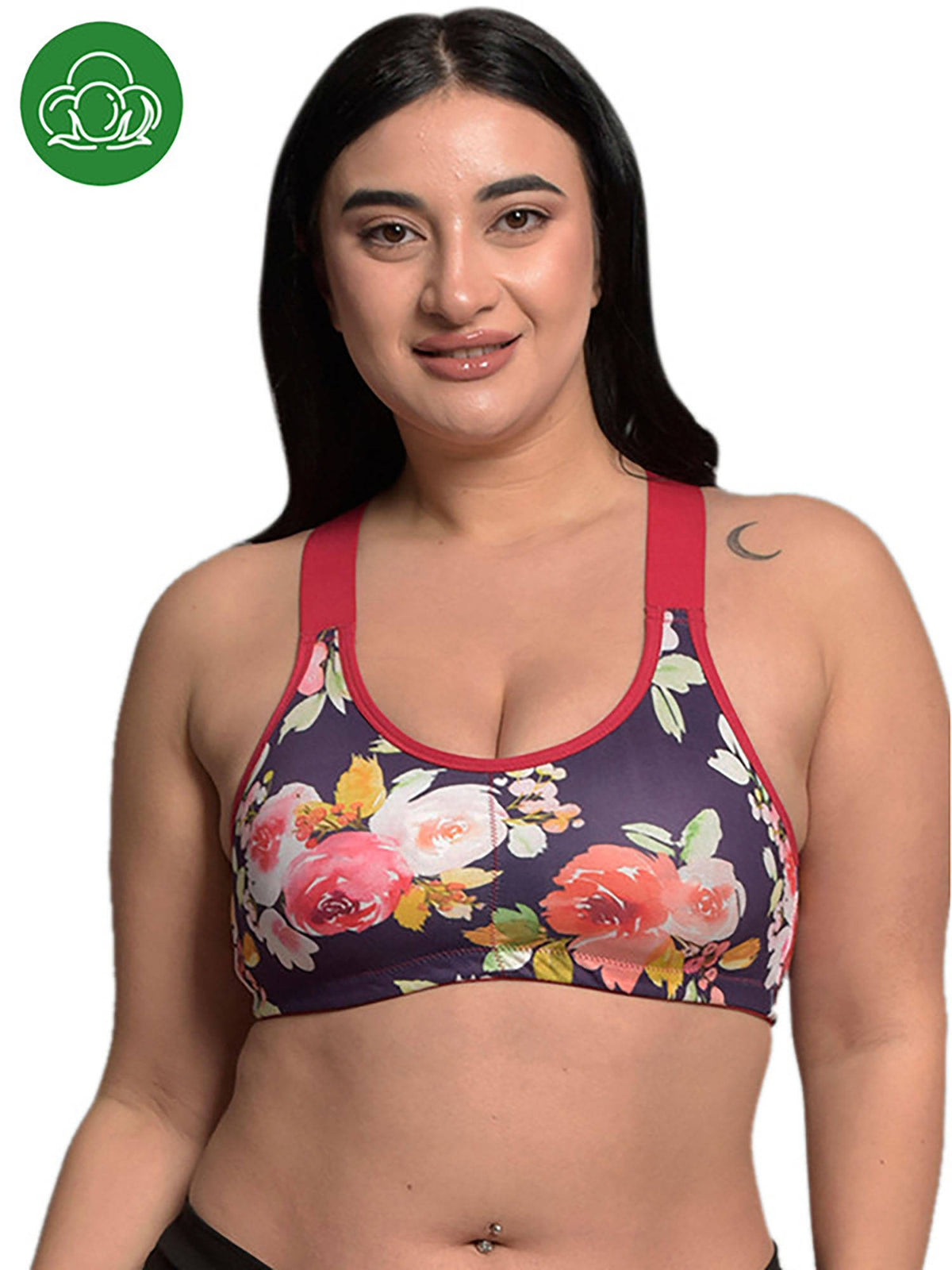 Organic Cotton Antimicrobial Medium Impact Plus Size Sports Bra | sb09 - view 1