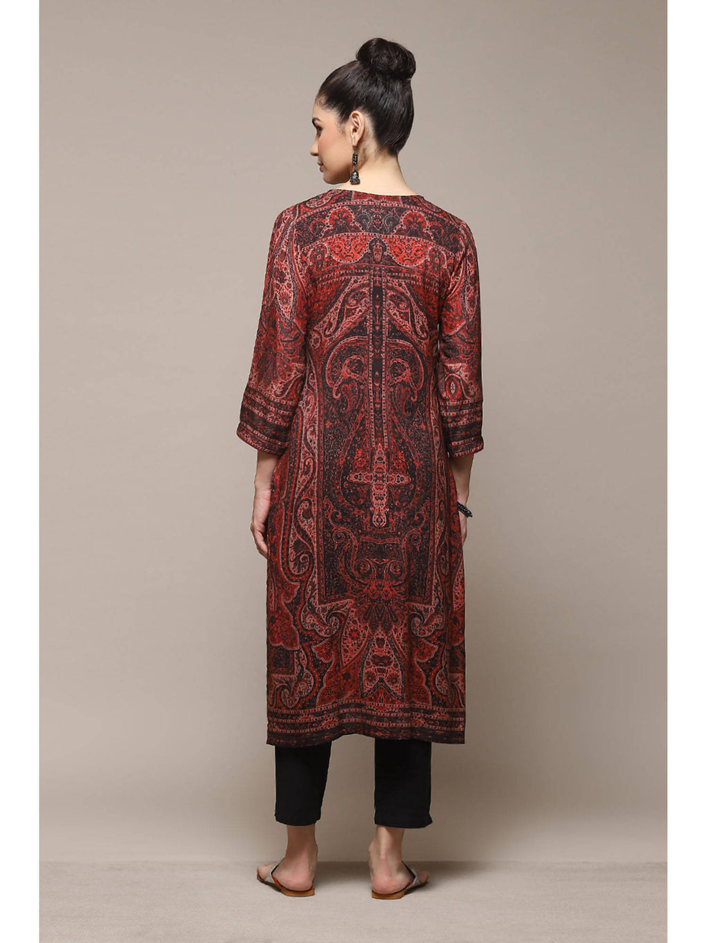 Dull Rust Rayon Straight Printed Kurta | KDG - view 5