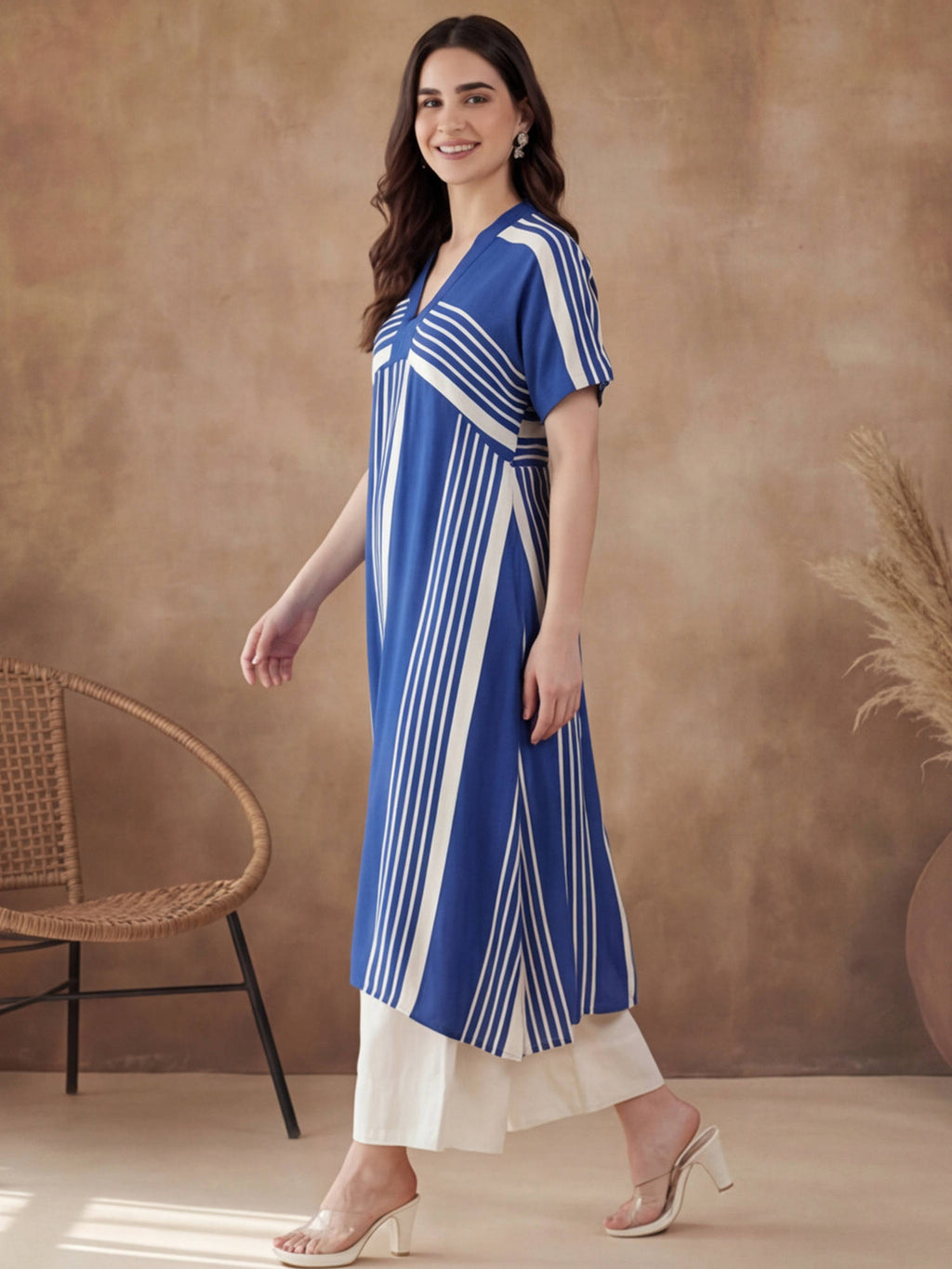 Black Viscose Rayon Stripes Printed Kurta | KDG - view 12
