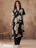 Black Viscose Rayon Floral Printed Kurta | U3S - view 1