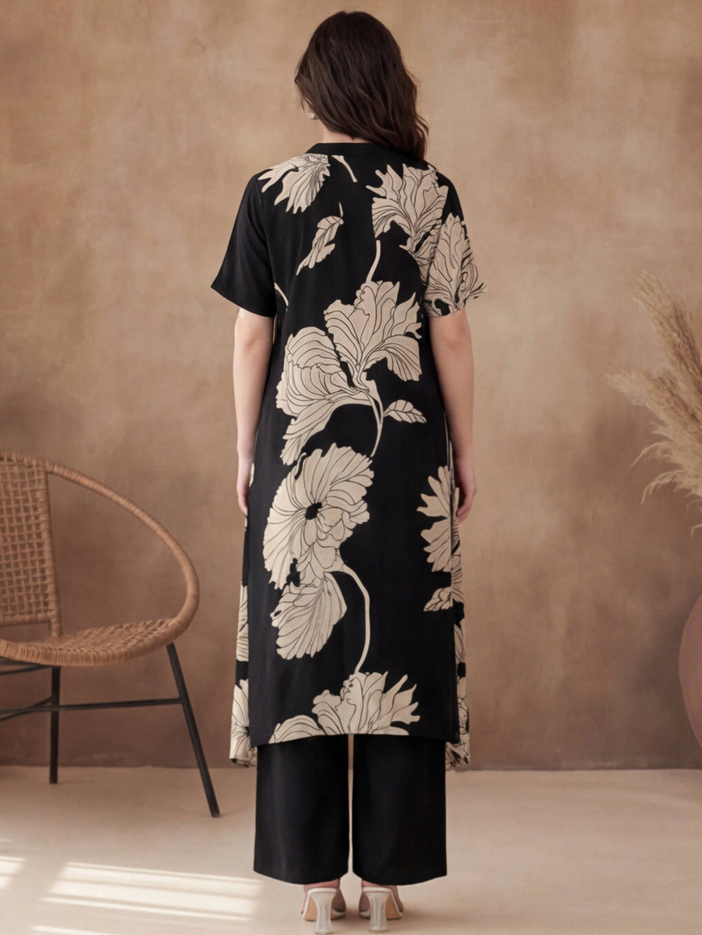 Blue Viscose Rayon Floral Printed Kurta | U3S - view 10
