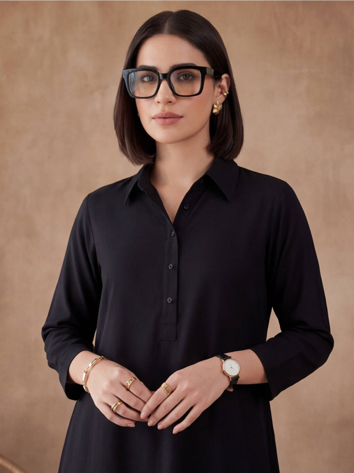Black Viscose Rayon Solid/Plain Plain Kurta | FY93 - view 5