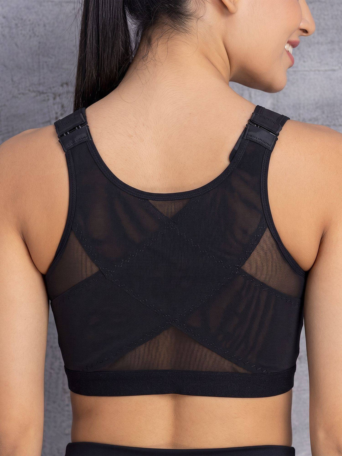 Posture Correcting Full Coverage Bra Black | sb09 - view 4