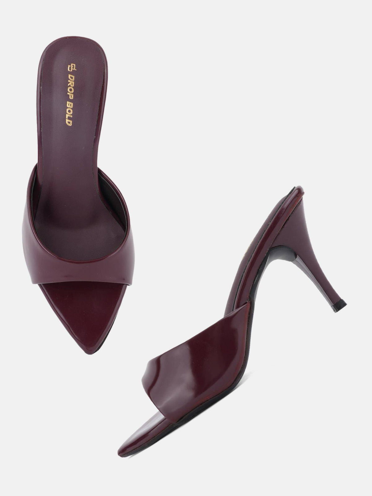 Womens Maroon Pointed Toe Stilettos Heels | H78 - view 2