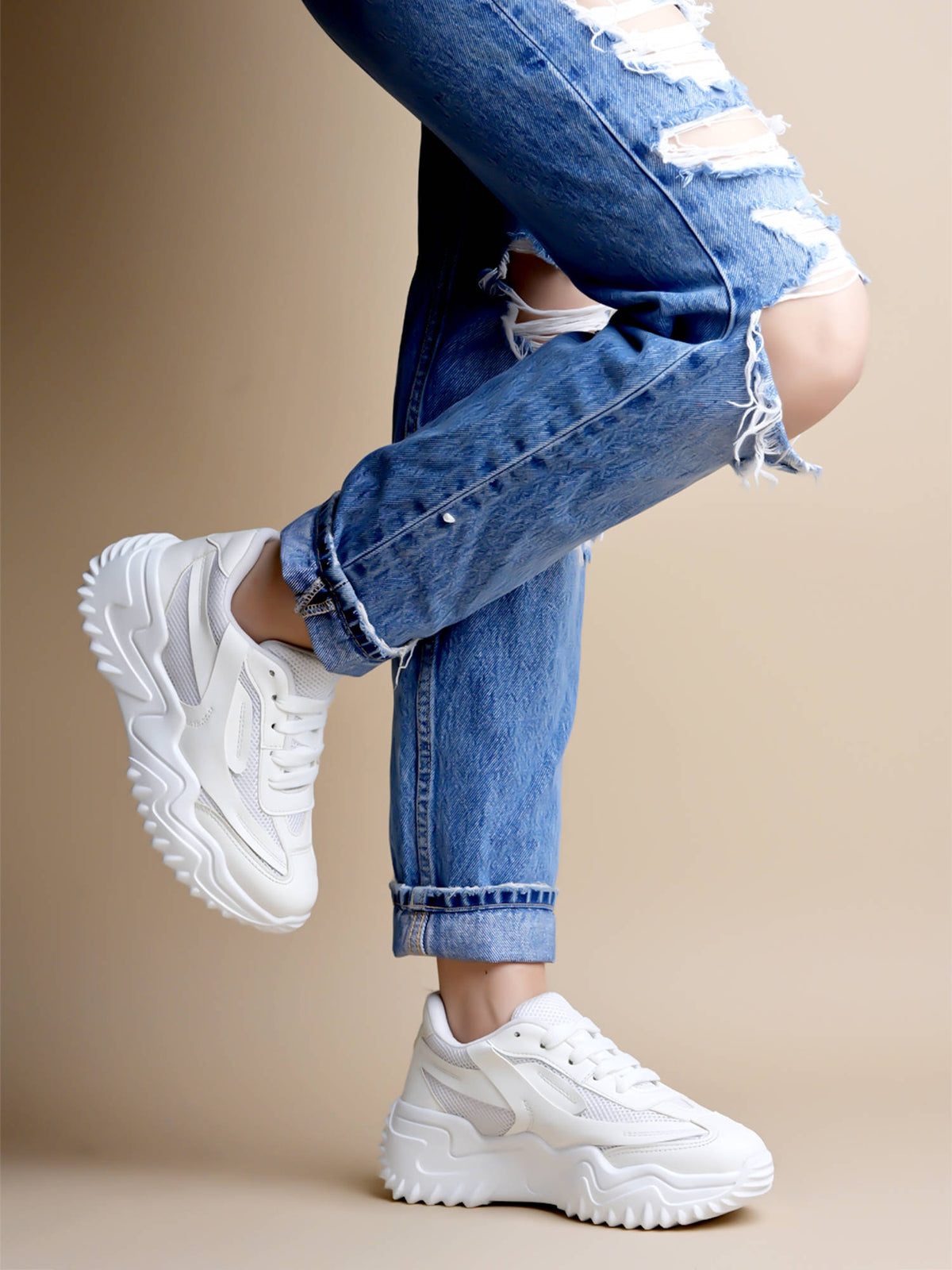 Smart Casual Comfortable Beige Sneakers for Women | SN09 - view 4