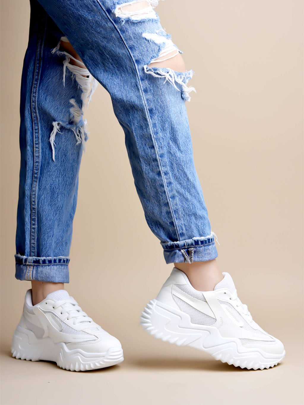 Smart Casual Comfortable Beige Sneakers for Women | SN09 - view 5