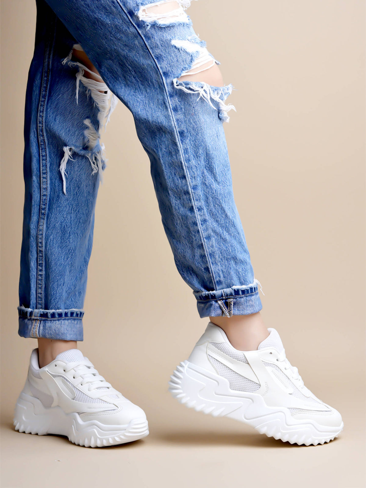 Smart Casual Comfortable Beige Sneakers for Women | SN09 - view 5