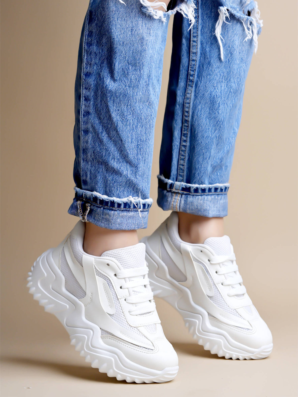 Women Smart Casual Comfortable White Sneakers | SN09 - view 3