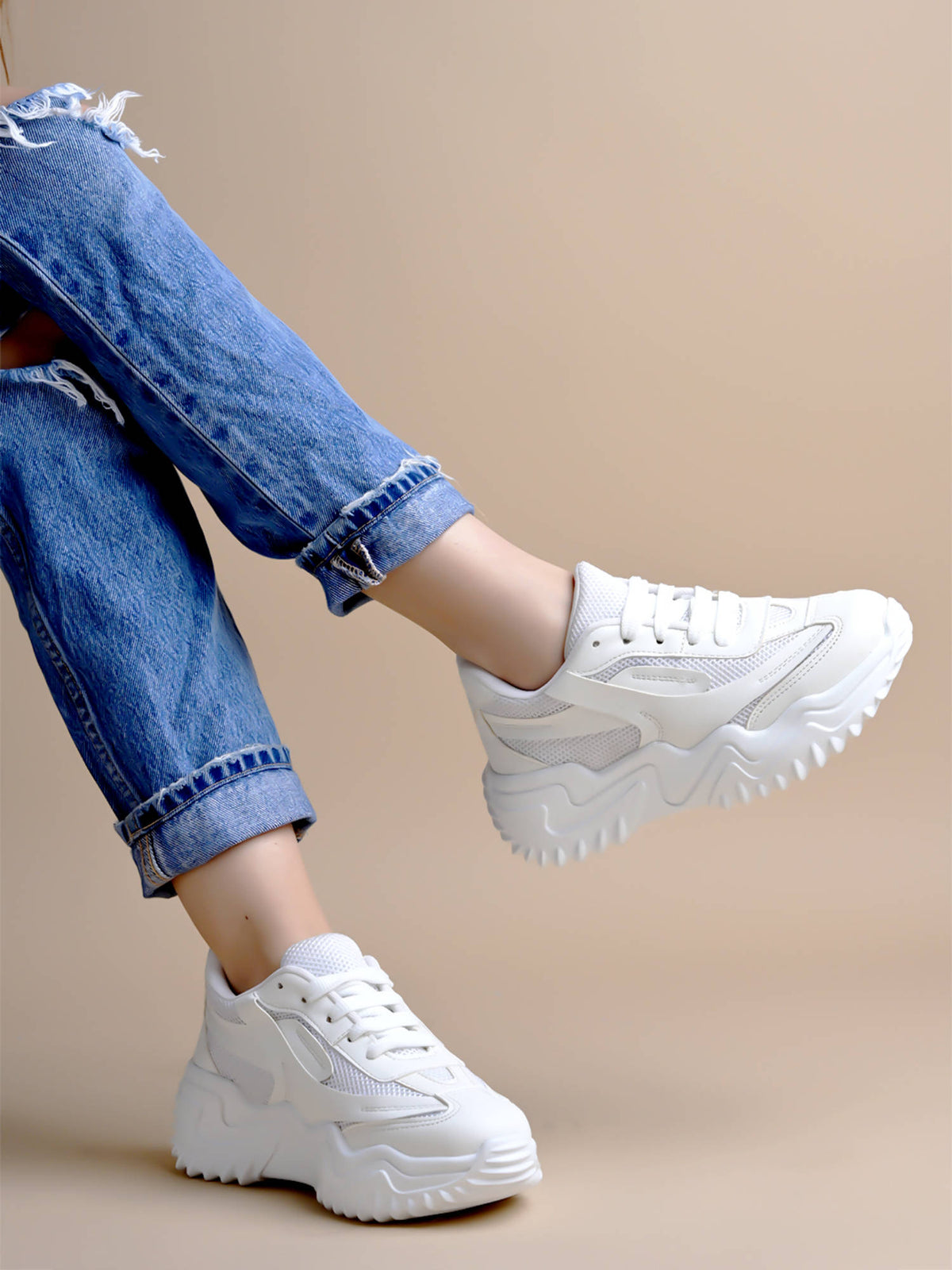 Women Smart Casual Comfortable White Sneakers | SN09 - view 4