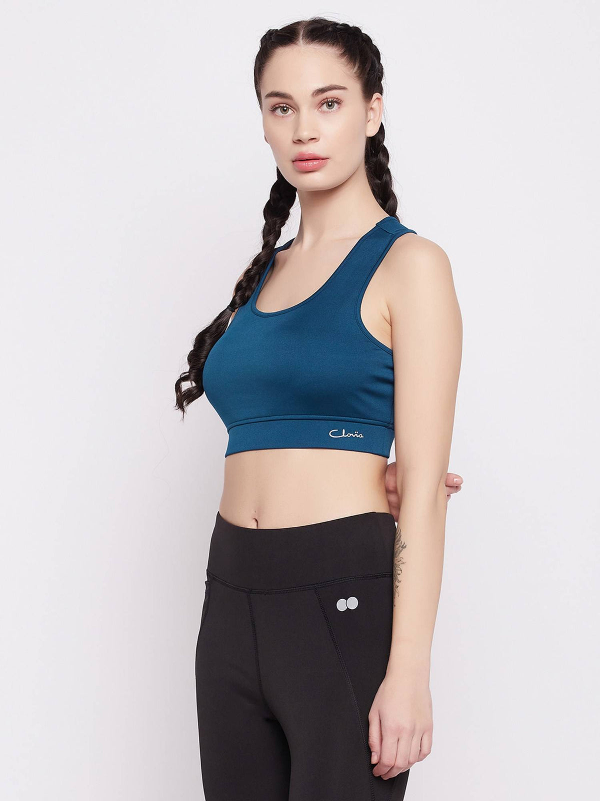 Medium Impact Padded Racerback Sports Bra in Black | sb09 - view 6
