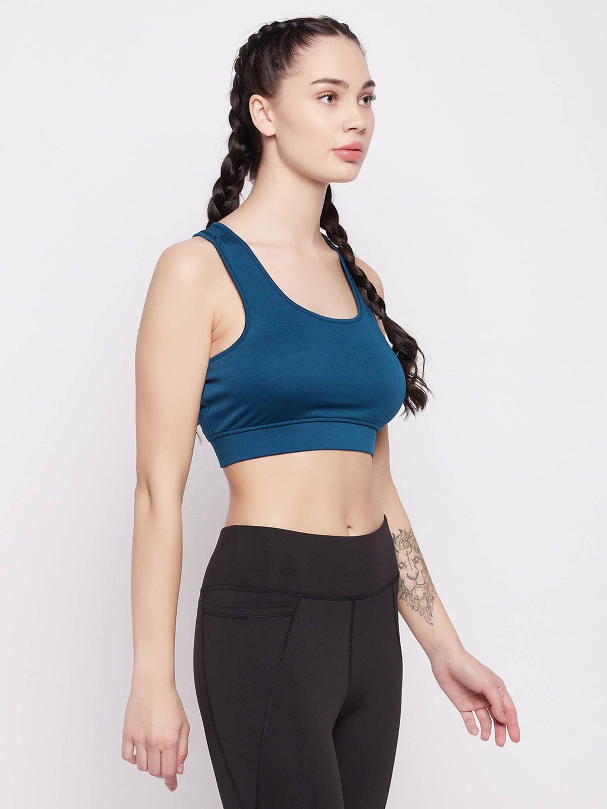 Medium Impact Padded Racerback Sports Bra in Black | sb09 - view 7