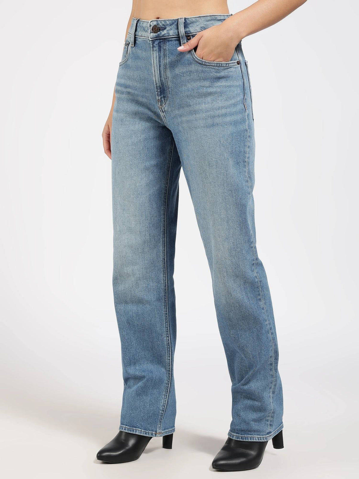 Light-Wash Regular Fit Mid Rise Jeans | ST23 - view 1