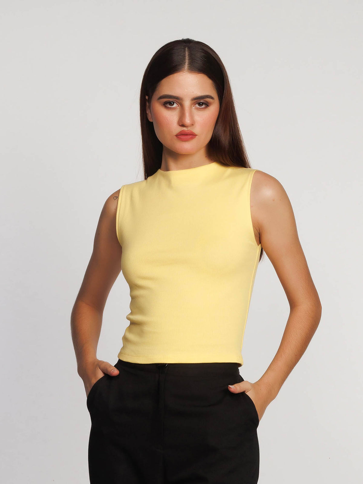Womens Yellow Solid Tank Top | TT98 - view 2