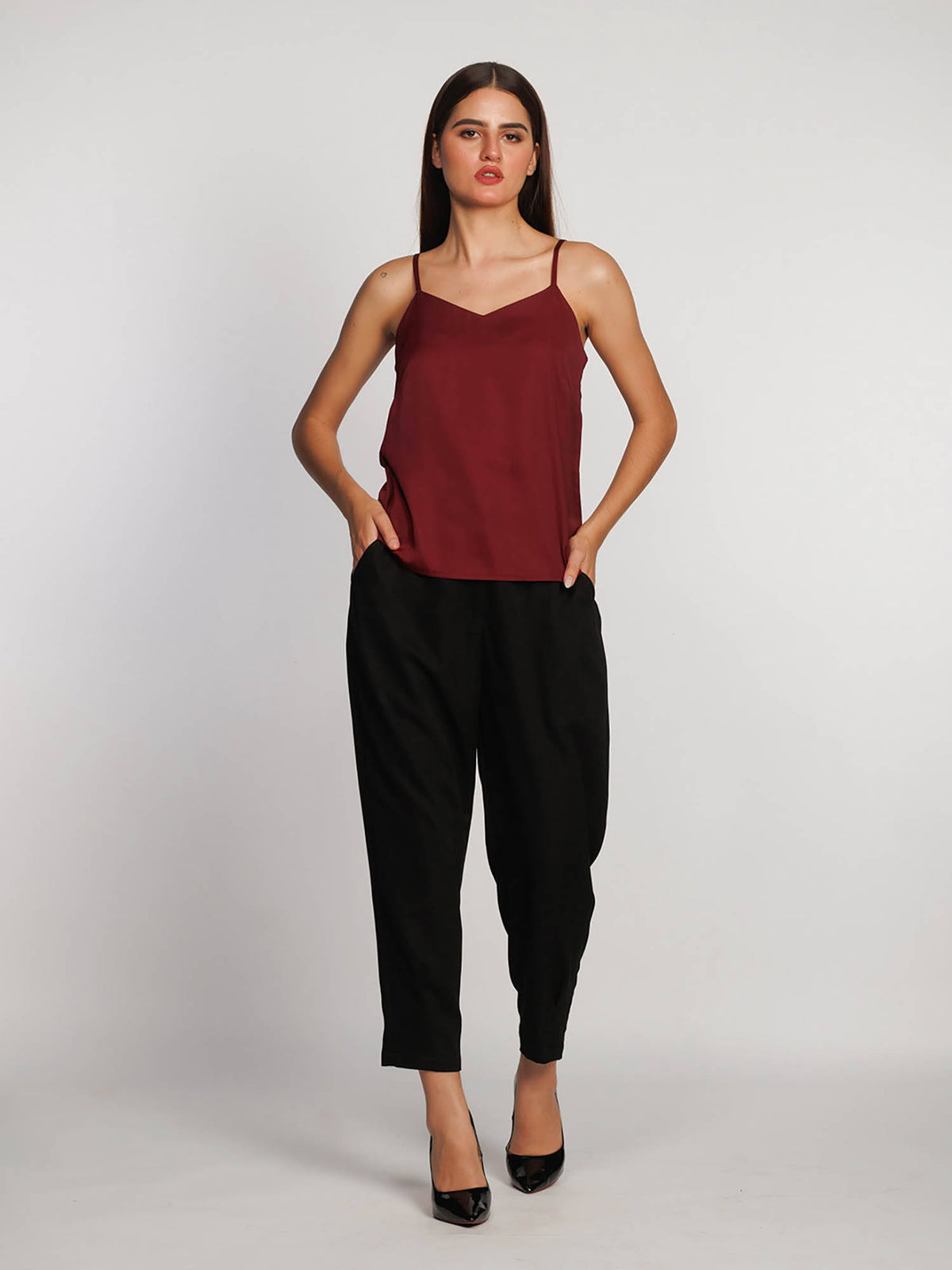 Womens Wine Solid Regular Tank Top | TT98 - view 1