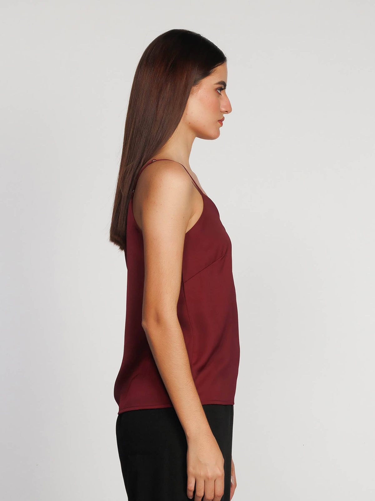 Womens Wine Solid Regular Tank Top | TT98 - view 3