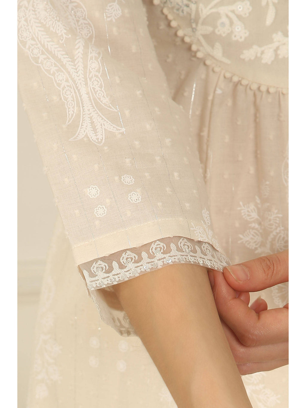 Daisy White Floral Printed Pure Cotton A-Line Kurta | KDG - view 7