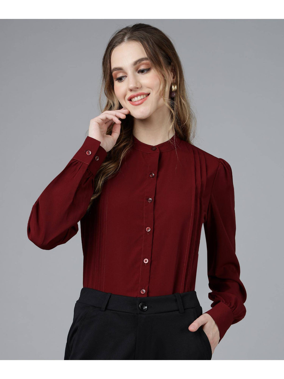 Womens Cream Professional Womens Pleated Formal Shirt | S67 - view 14