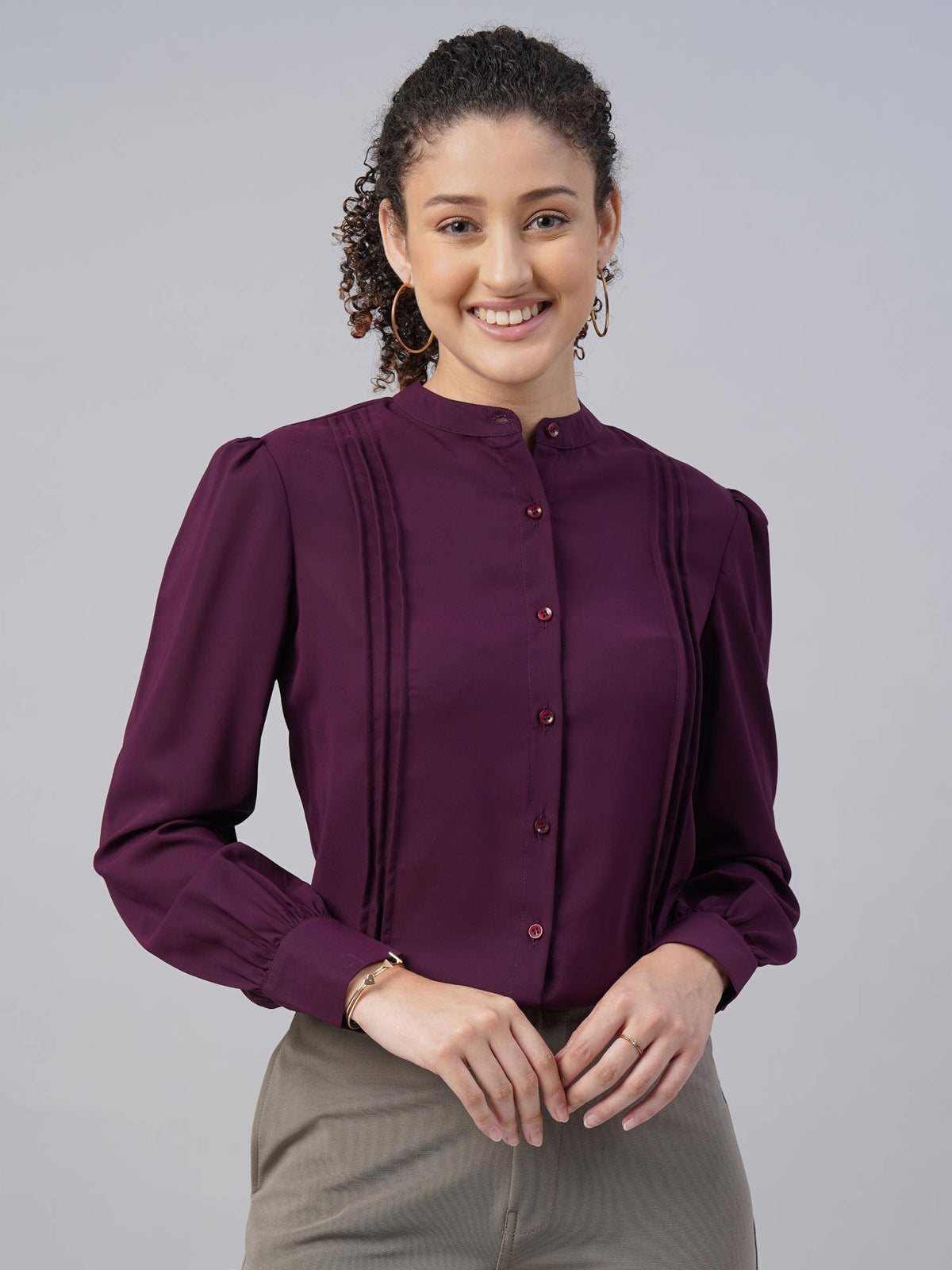 Womens Cream Professional Womens Pleated Formal Shirt | S67 - view 7