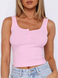 Black Half Button Down Tank Top | TT98 - view 16