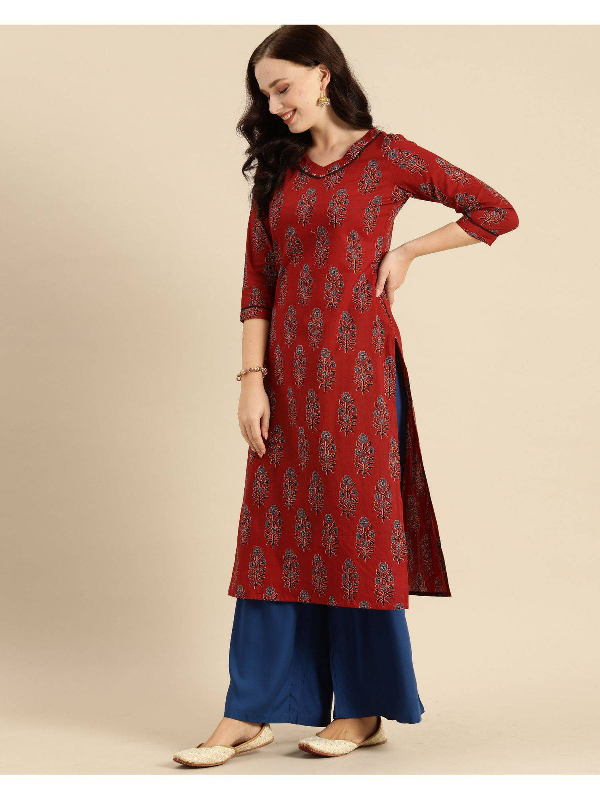 Womens Pure Cambric Cotton Jaipuri Printed Kurti | FY93 - view 3