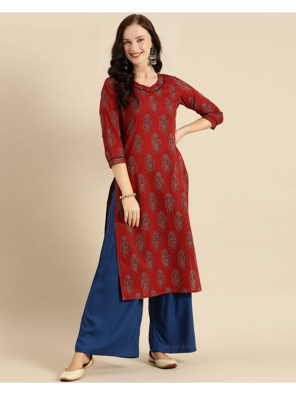 Womens Pure Cambric Cotton Jaipuri Printed Kurti | FY93 - view 1