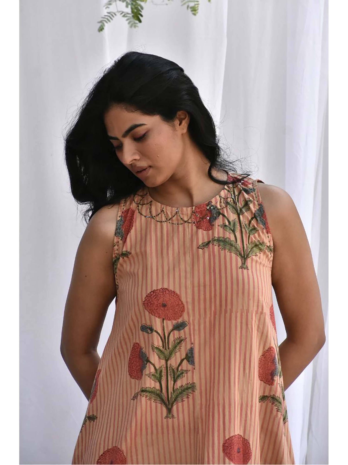 Beige Zuri Flared Midi Dress | D56 - view 3