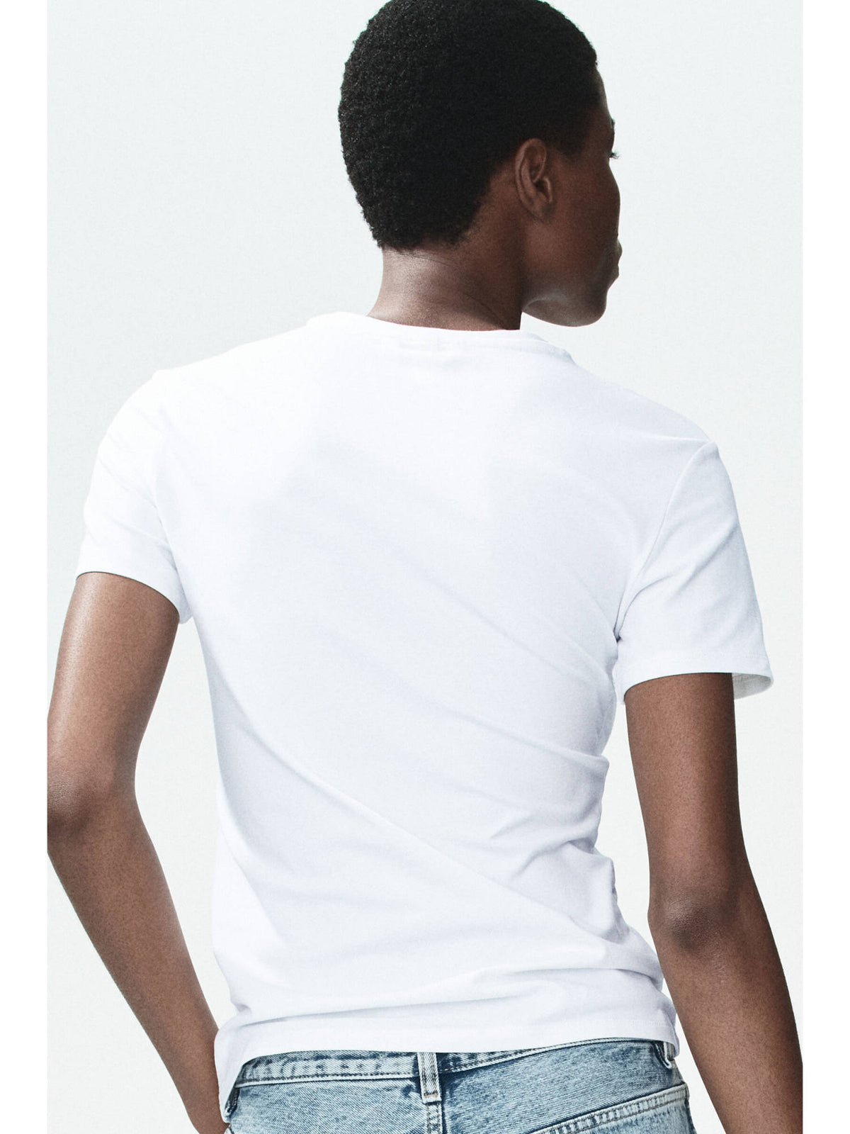 Women White Fitted Cotton-Blend T-Shirt | TS56 - view 3