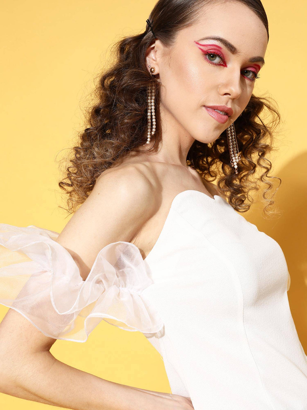White Solid Party Regular Top | TT90 - view 2