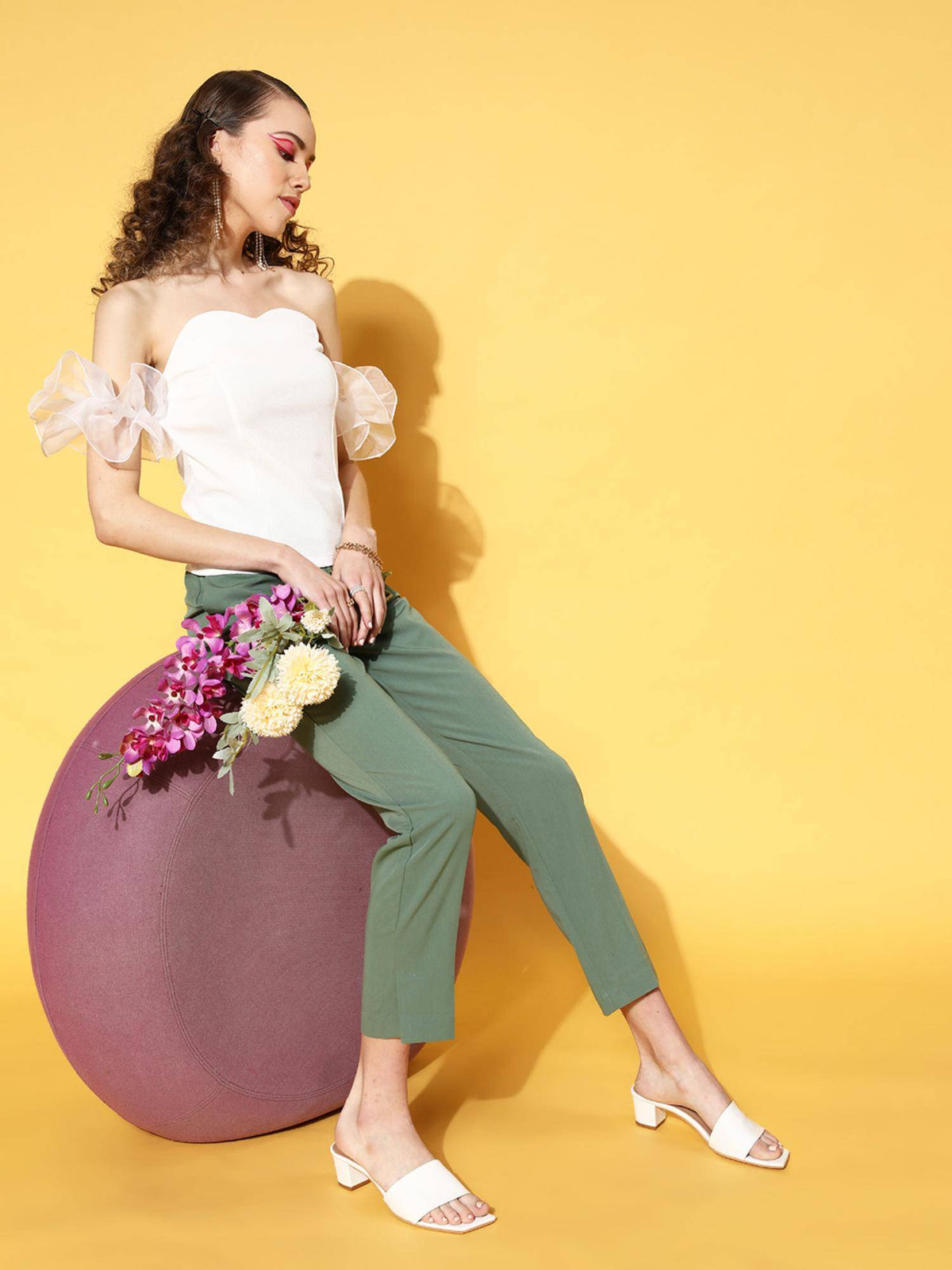 White Solid Party Regular Top | TT90 - view 4
