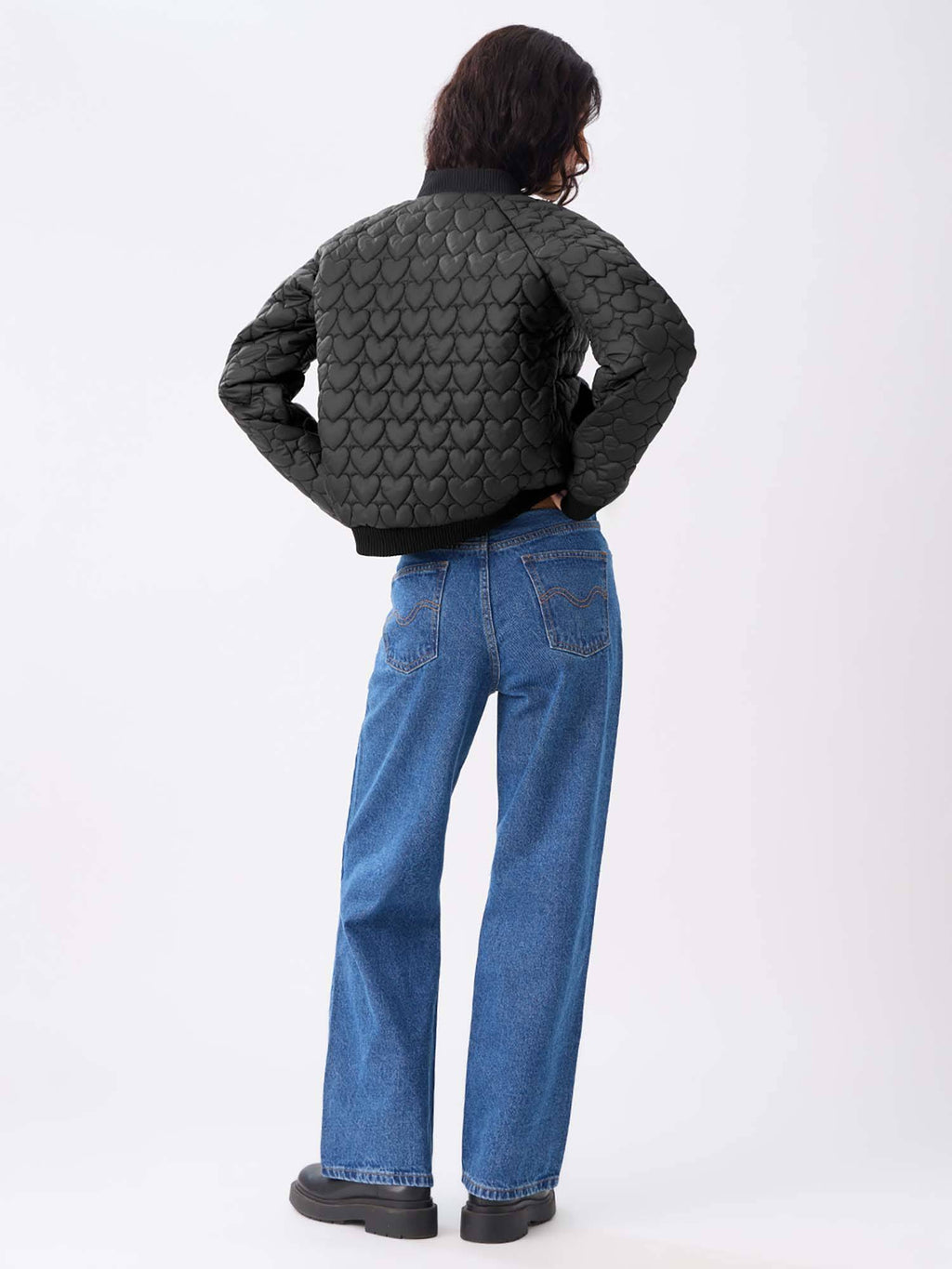 Women Black Heartfelt Puffer Jacket | JC78 - view 4