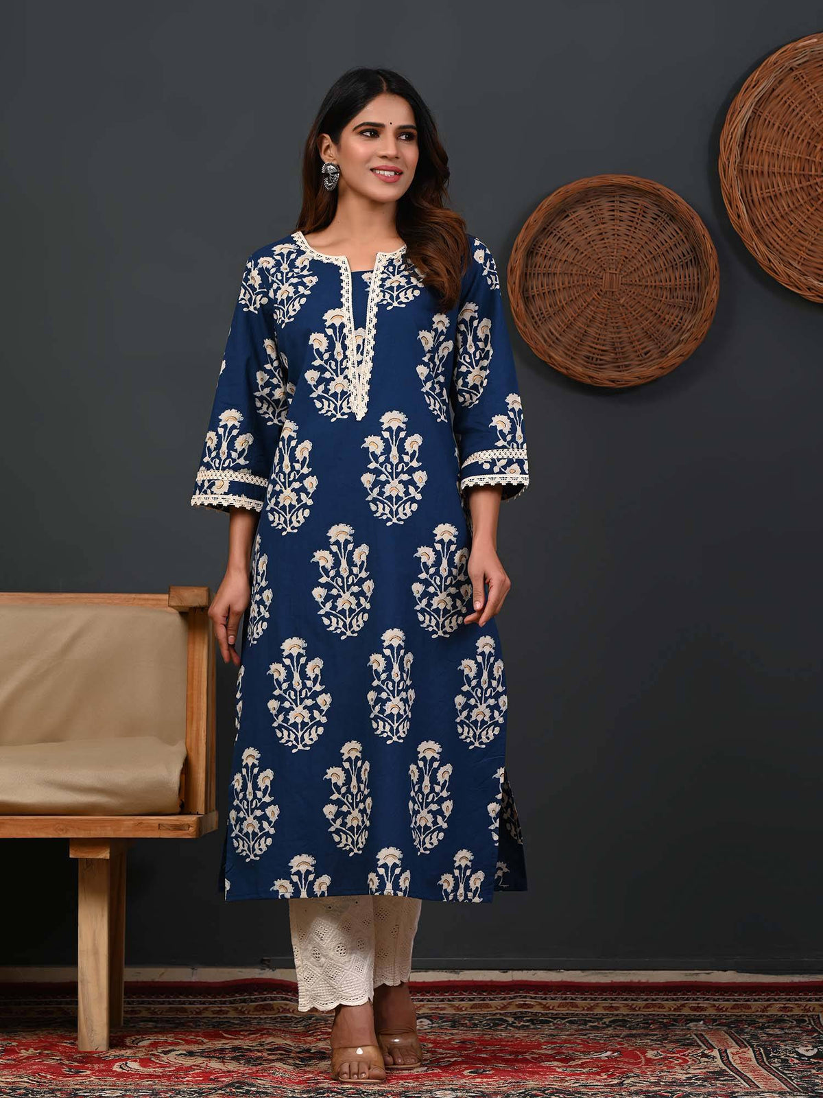 Women Printed Round-Neck Straight Kurta | KDG - view 4