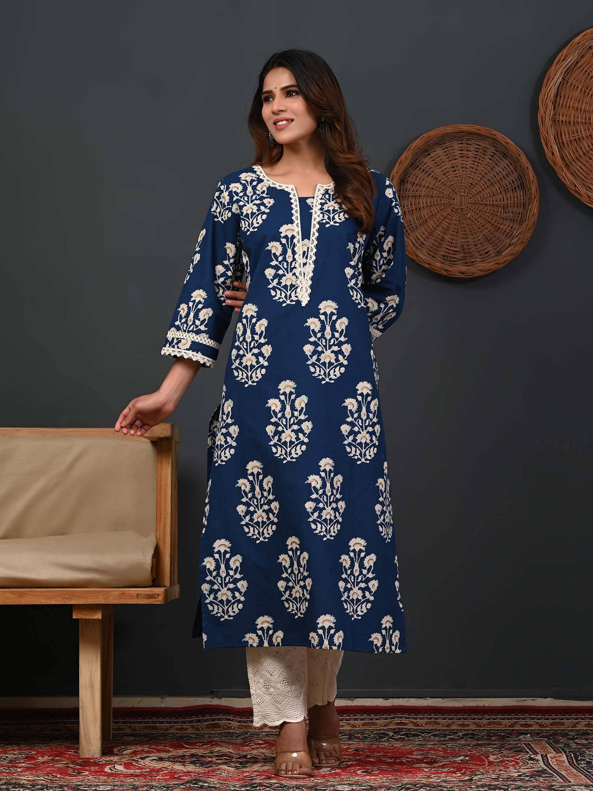 Women Printed Round-Neck Straight Kurta | KDG - view 5