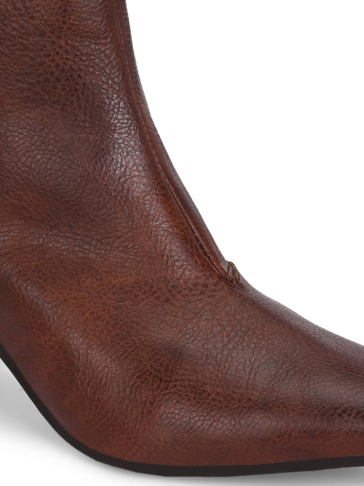 Women Vegan Leather High Top Casual Boots Brown | BT61 - view 2